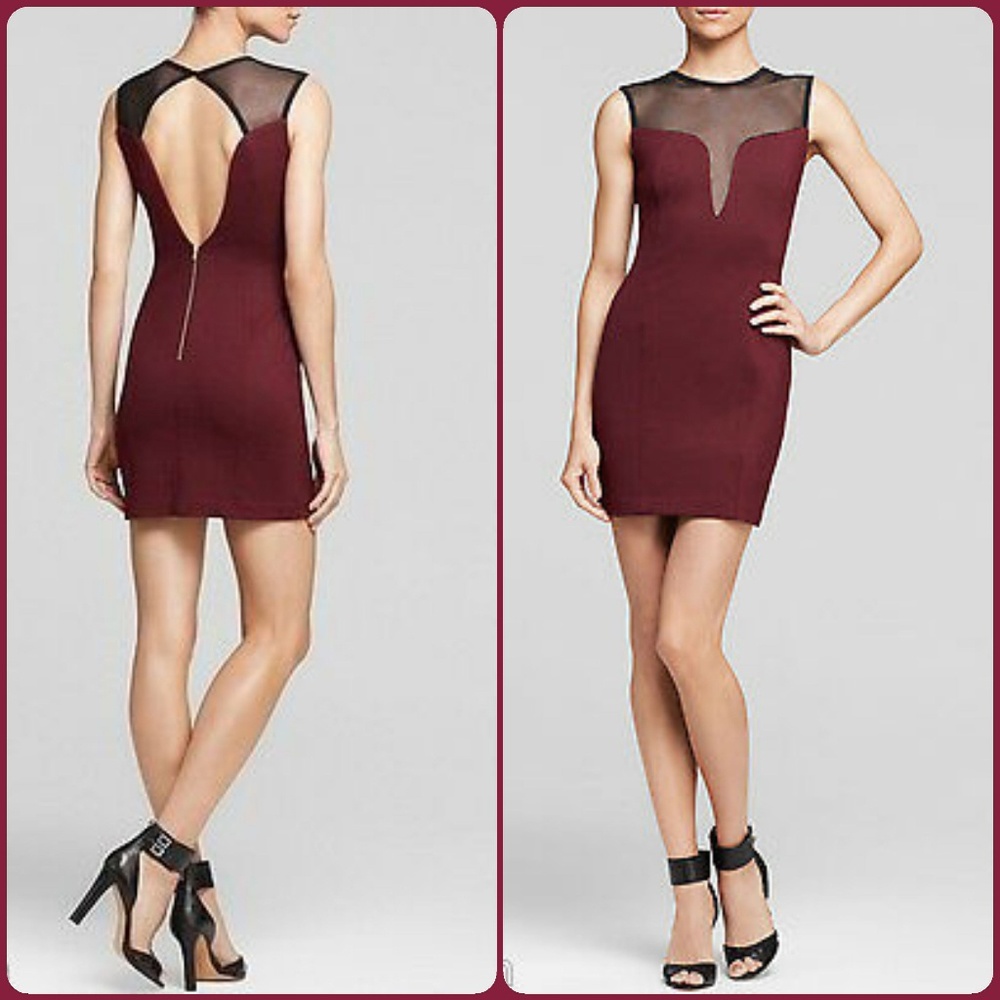 Amanda Uprichard Wine Mesh Illusion Back Cut Out